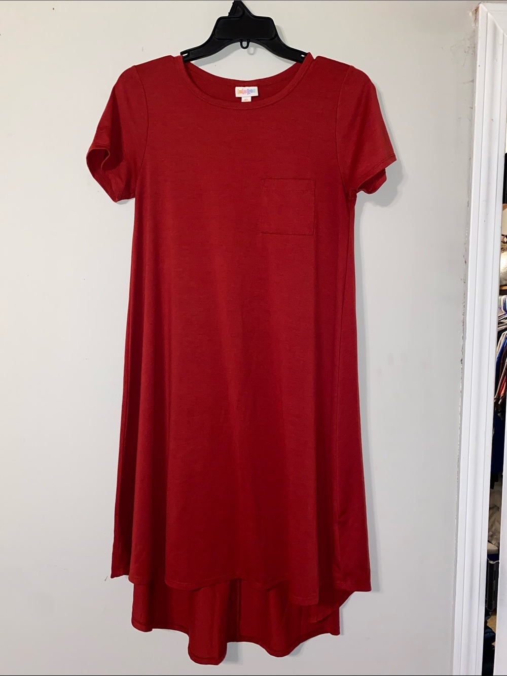 LuLaRoe Red Short-Sleeve Pocket Swing Dress